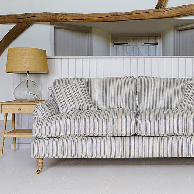 Alwinton 3 Seater Sofa in Hovingham Woven Linen Stripe Blue